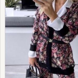 NWT Zara 2-Piece Set Floral Jacquard Knit Cardigan and Leggings